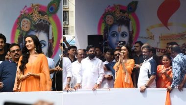 Janmashtami 2022: Shraddha Kapoor Clicked With CM Eknath Shinde in Thane for Dahi Handi Celebrations (View Pics)